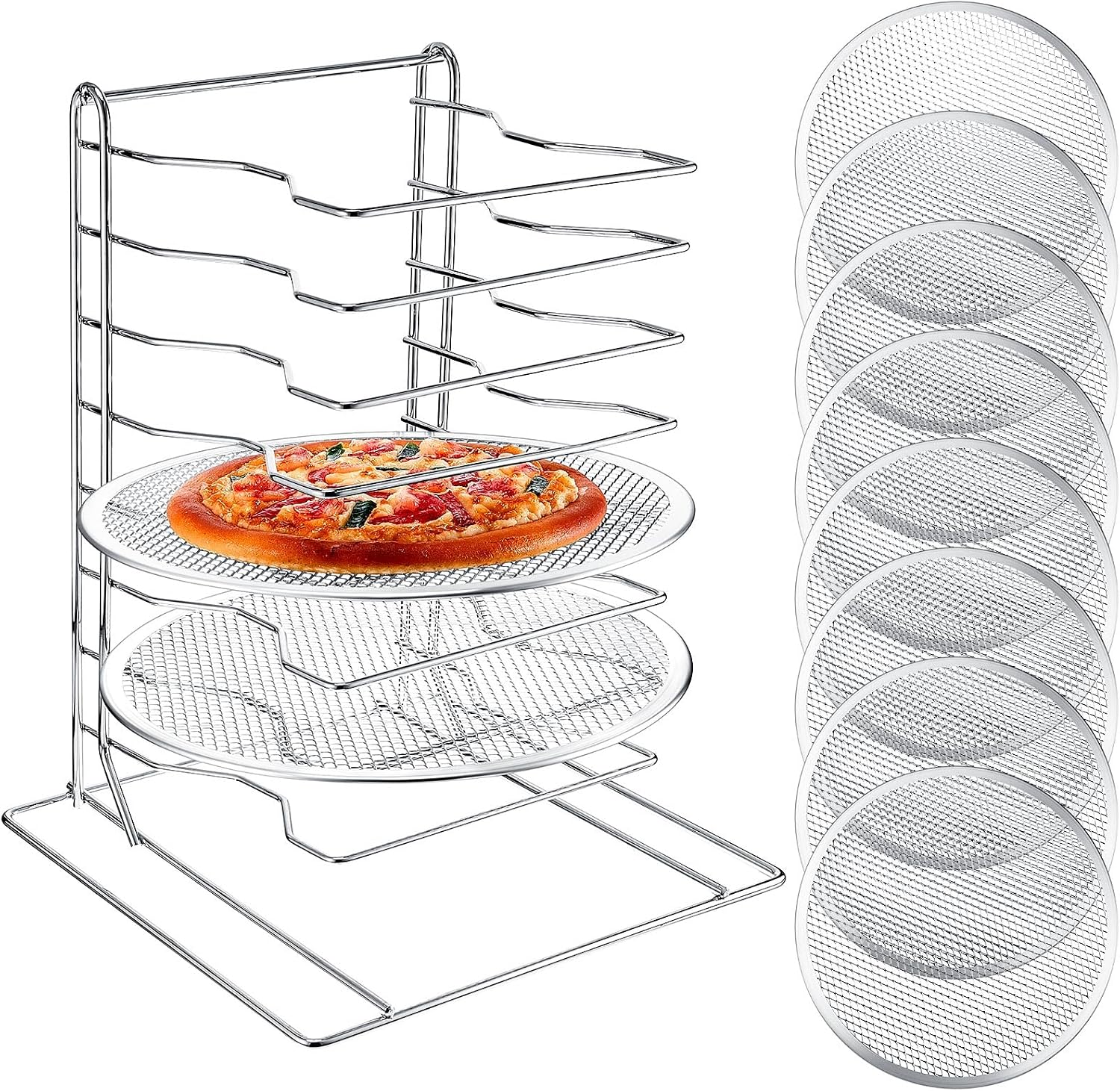 Kitchen Baking Kit - Pizza Rack 8 Tiered Stand With