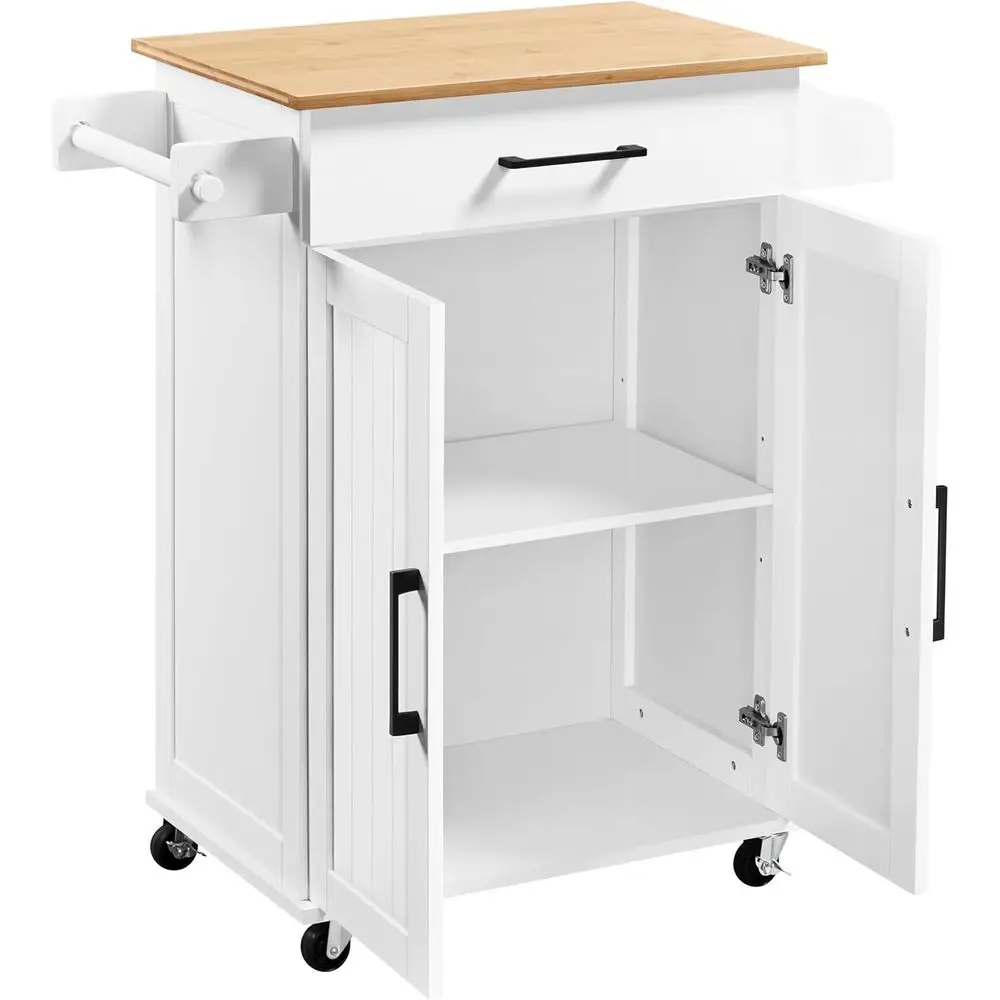 White Rolling Kitchen Cart wit - đánh giá và giá Kitchen Q