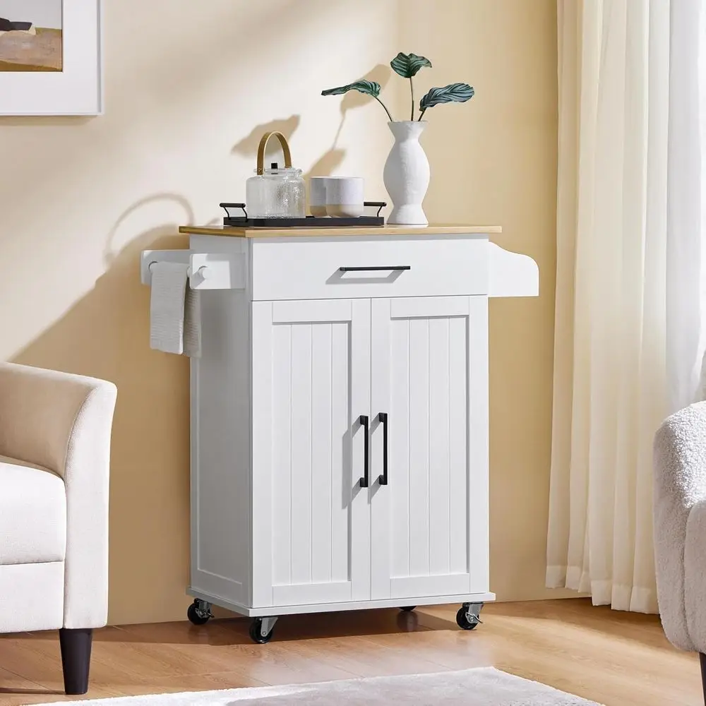 White Rolling Kitchen Cart wit - đánh giá và giá Kitchen Q