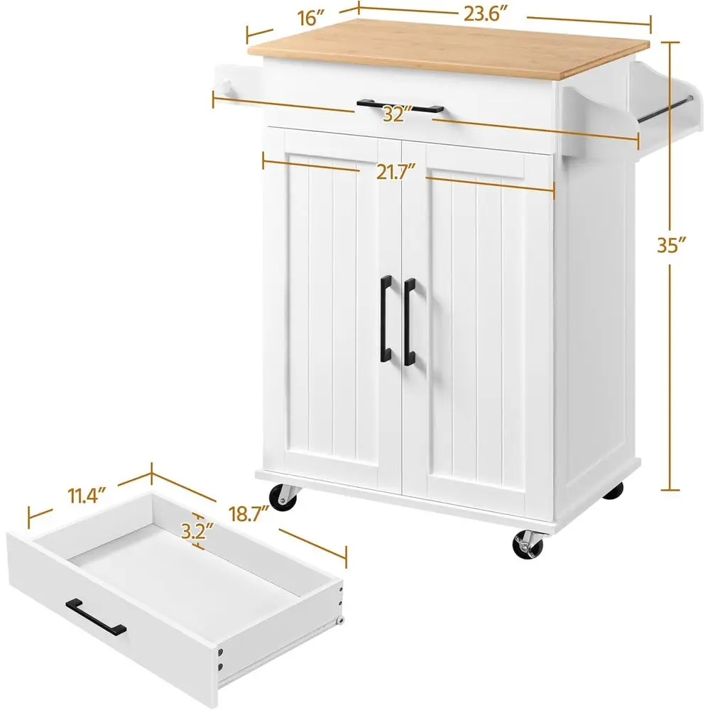 White Rolling Kitchen Cart wit - đánh giá và giá Kitchen Q