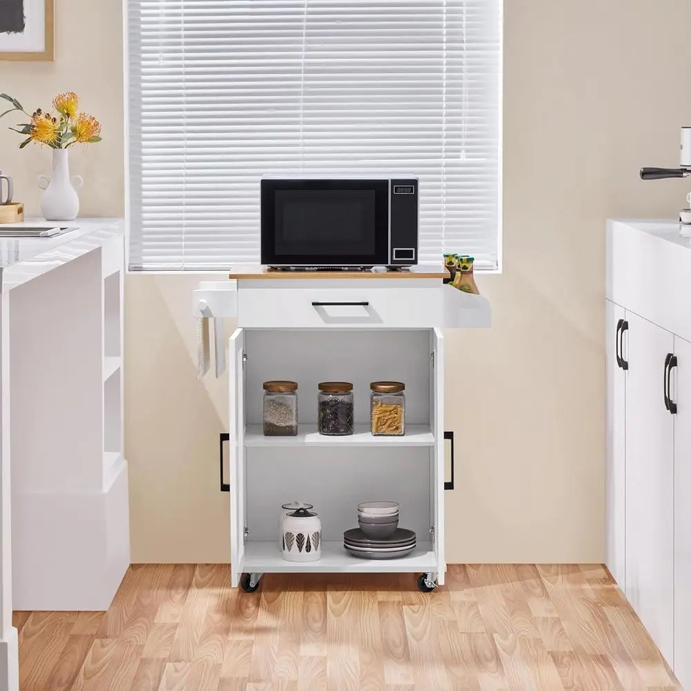 White Rolling Kitchen Cart wit - đánh giá và giá Kitchen Q