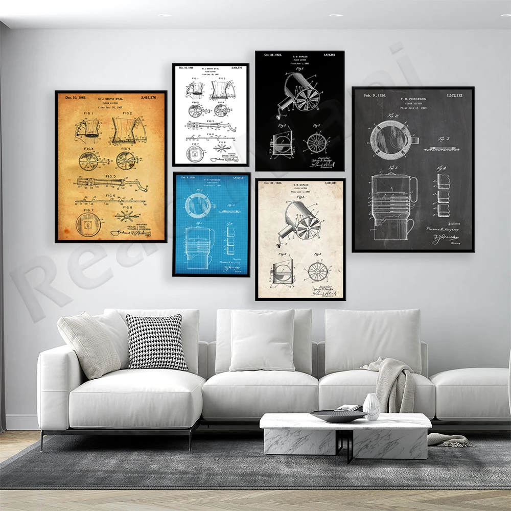 Flour Sieve 1926 Patent Print, - đánh giá và giá Kitchen Baking Wall Art