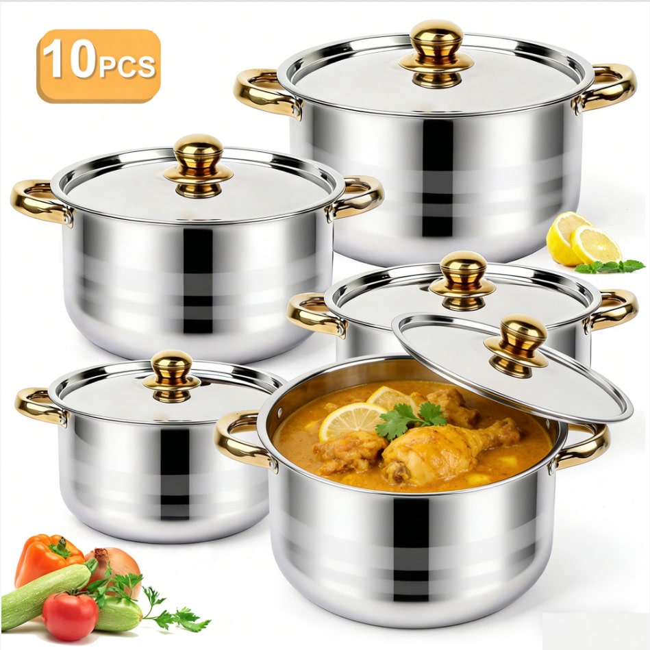 Stainless Steel Pot Set Modern - đánh giá và giá Kitchen Baking Kit