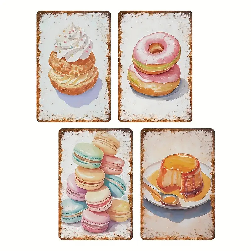 2D Flat, 4pcs Dessert Baking W - đánh giá và giá Kitchen Baking Wall Art