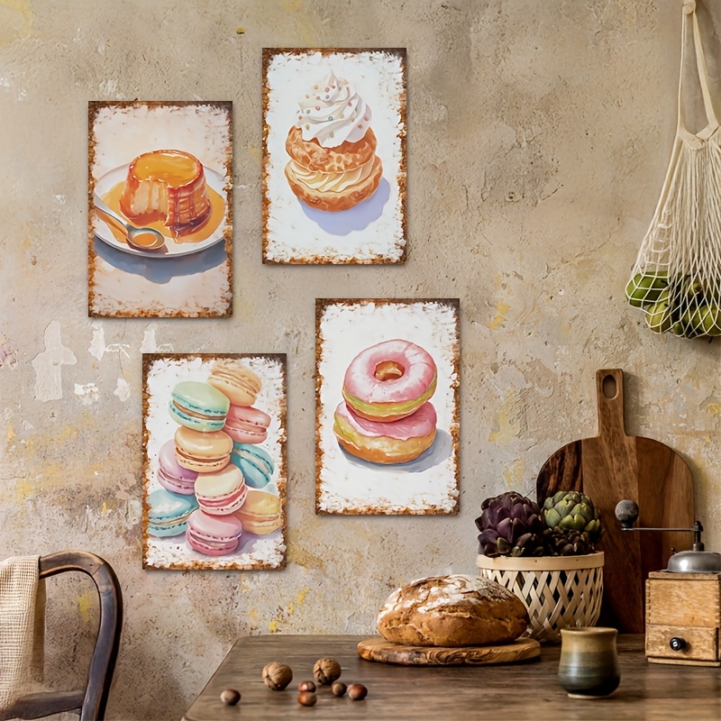 2D Flat, 4pcs Dessert Baking W - đánh giá và giá Kitchen Baking Wall Art